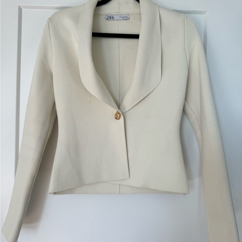 Zara Cream Blazer Elegant Suit Jacket